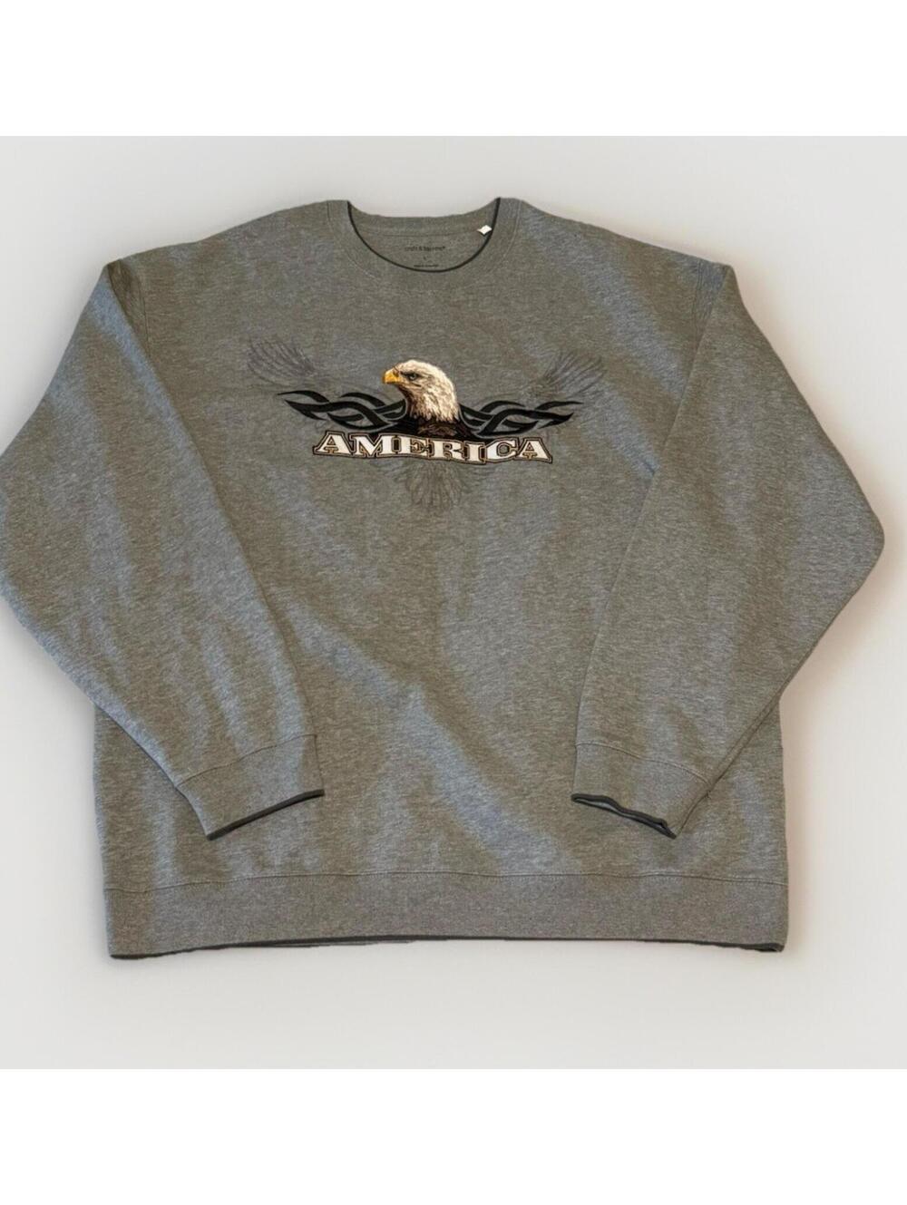 Croft‎ & Barrow Gray Crew Neck Men’s Size Large (oversized) Bald Eagle America
